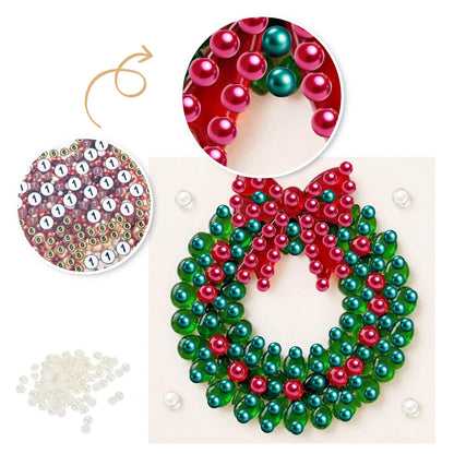 Berry Wreath with Red Bow pearl painting – image 6