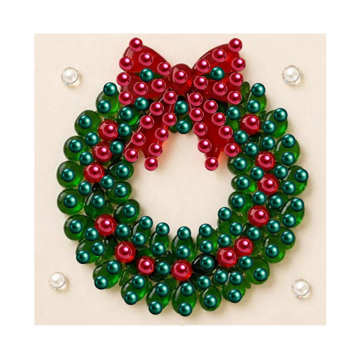 Berry Wreath with Red Bow pearl painting – image 11
