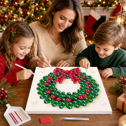 Berry Wreath with Red Bow pearl painting – image 15