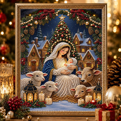 Madonna and Child with Lambs pearl painting – image 2
