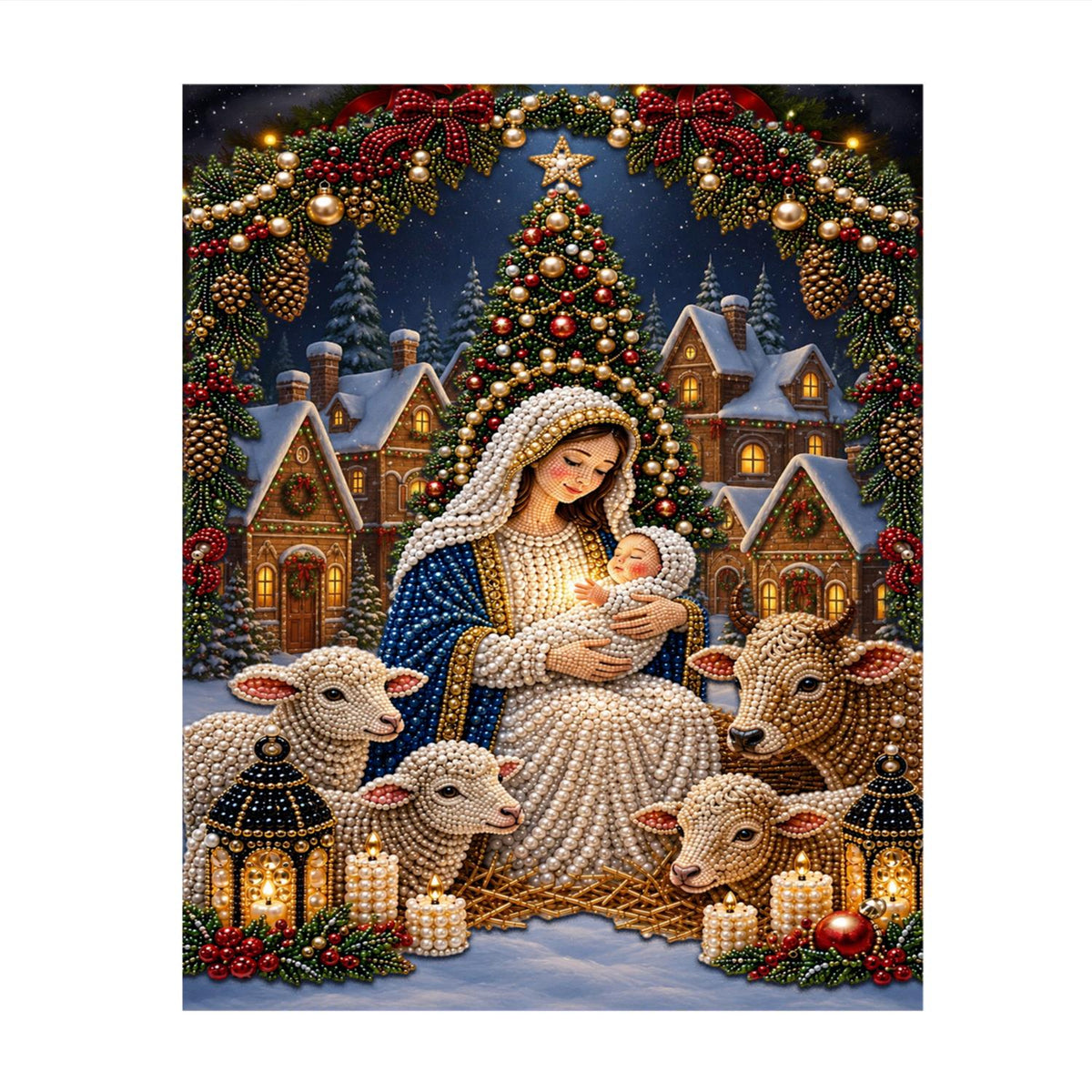 Madonna and Child with Lambs pearl painting – image 11