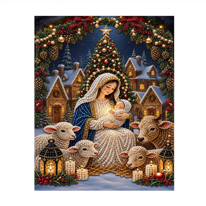 Madonna and Child with Lambs pearl painting – image 11
