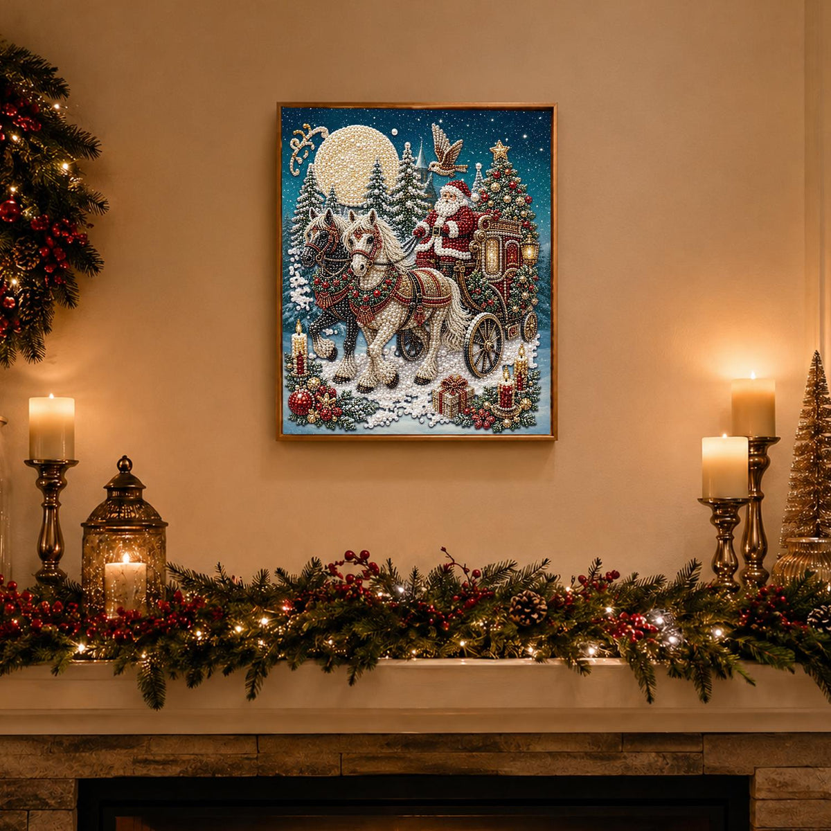 Santa's Horse-Drawn Carriage pearl painting – image 3