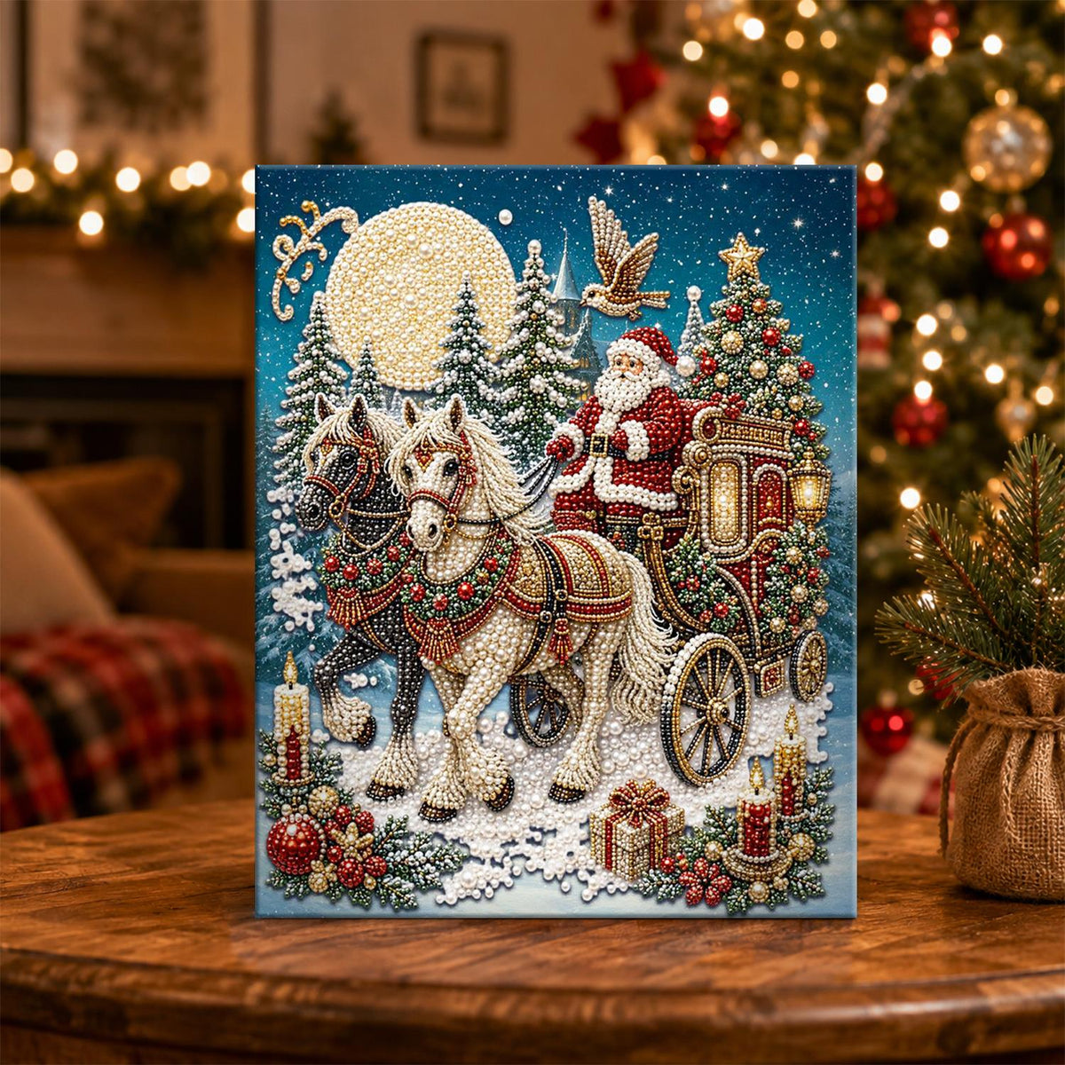 Santa's Horse-Drawn Carriage pearl painting – image 5