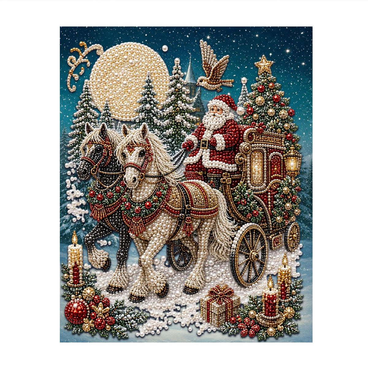 Santa's Horse-Drawn Carriage pearl painting – image 11