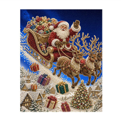 Santa's Sleigh Over the Rooftops pearl painting – image 11