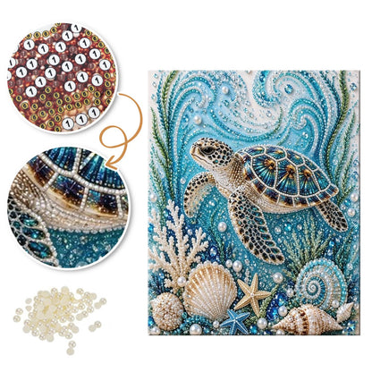 Sea Turtle and Seashell Reef pearl painting – image 6