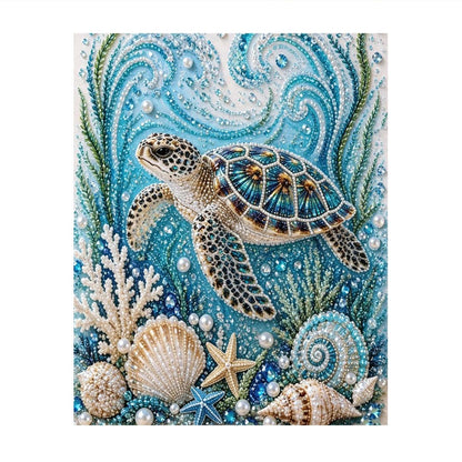 Sea Turtle and Seashell Reef pearl painting – image 11