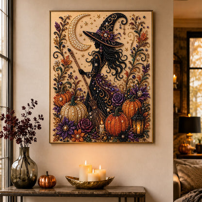 Witch Silhouette by the Moon pearl painting – image 4