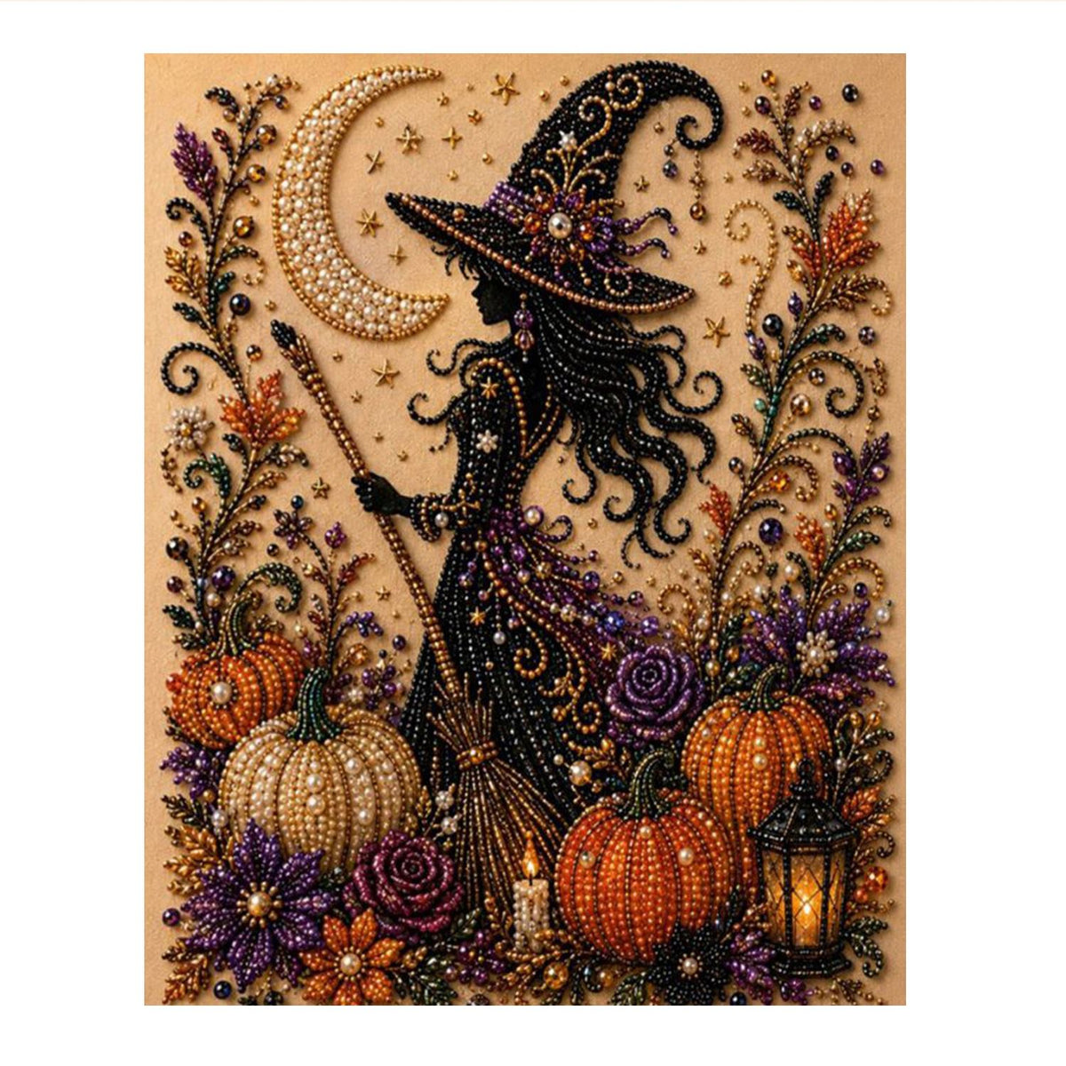 Witch Silhouette by the Moon pearl painting – image 11