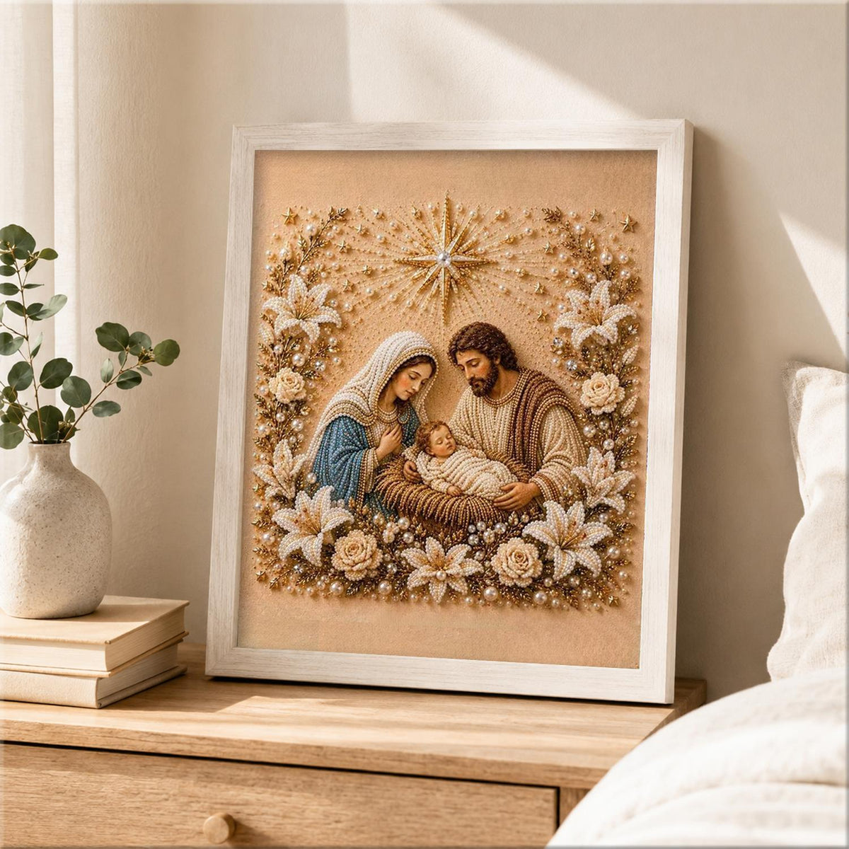 Nativity in Lilies and Roses pearl painting – image 2