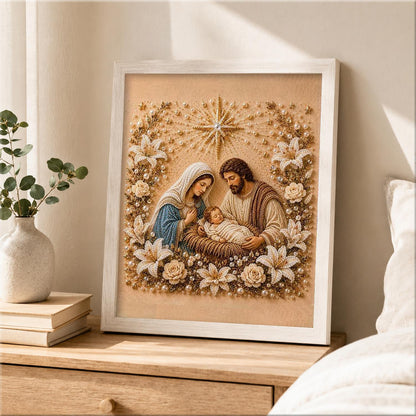 Nativity in Lilies and Roses pearl painting – image 2