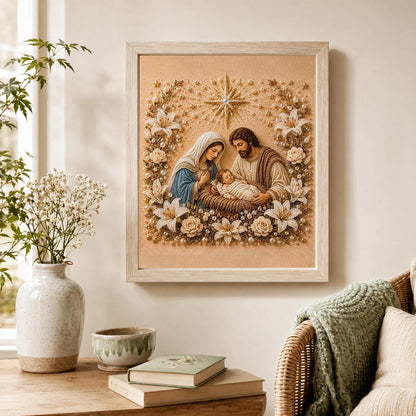 Nativity in Lilies and Roses pearl painting – image 4