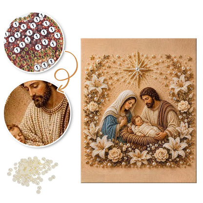 Nativity in Lilies and Roses pearl painting – image 6