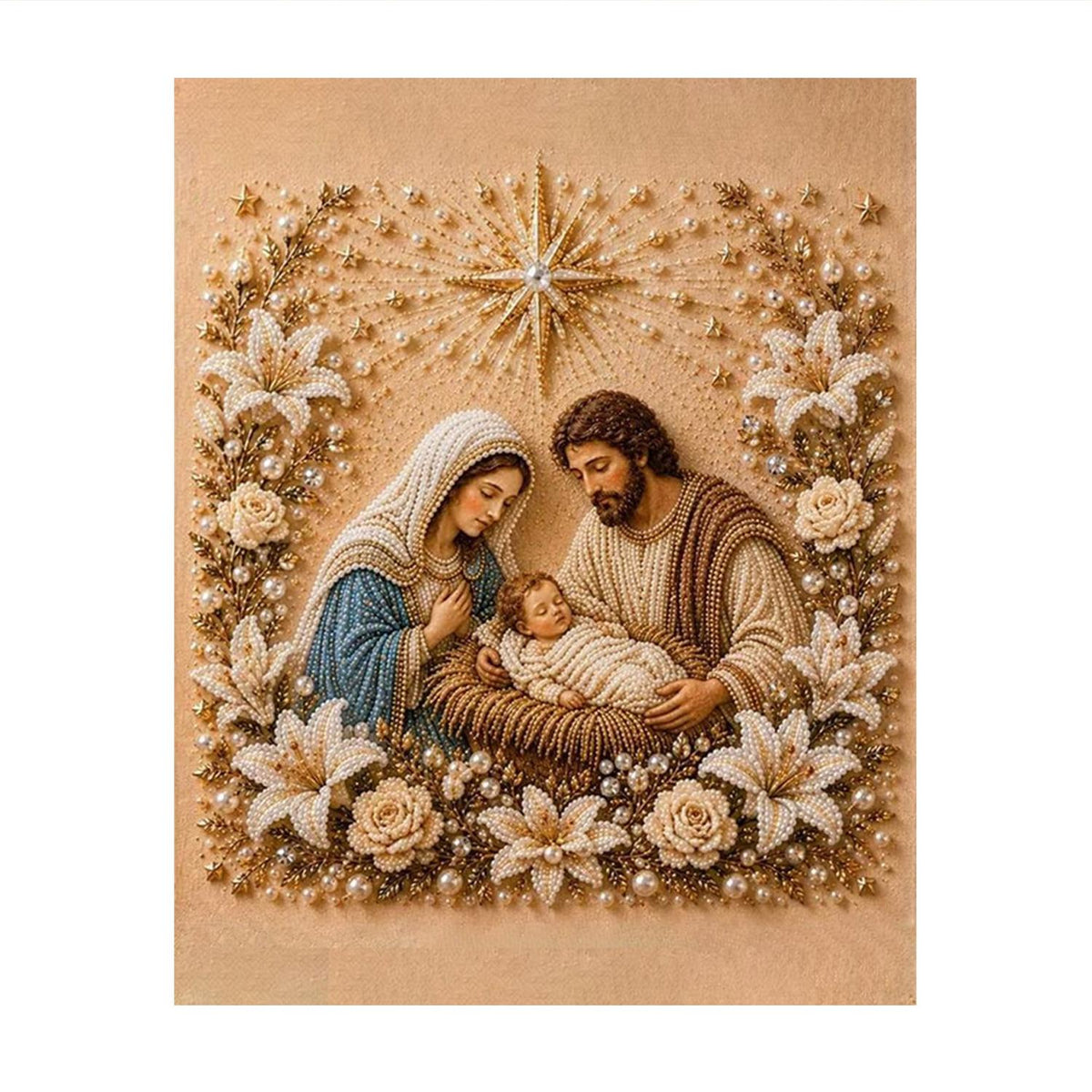 Nativity in Lilies and Roses pearl painting – image 11