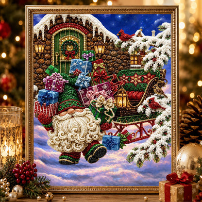 Gift-Laden Gnome and Sleigh pearl painting – image 2