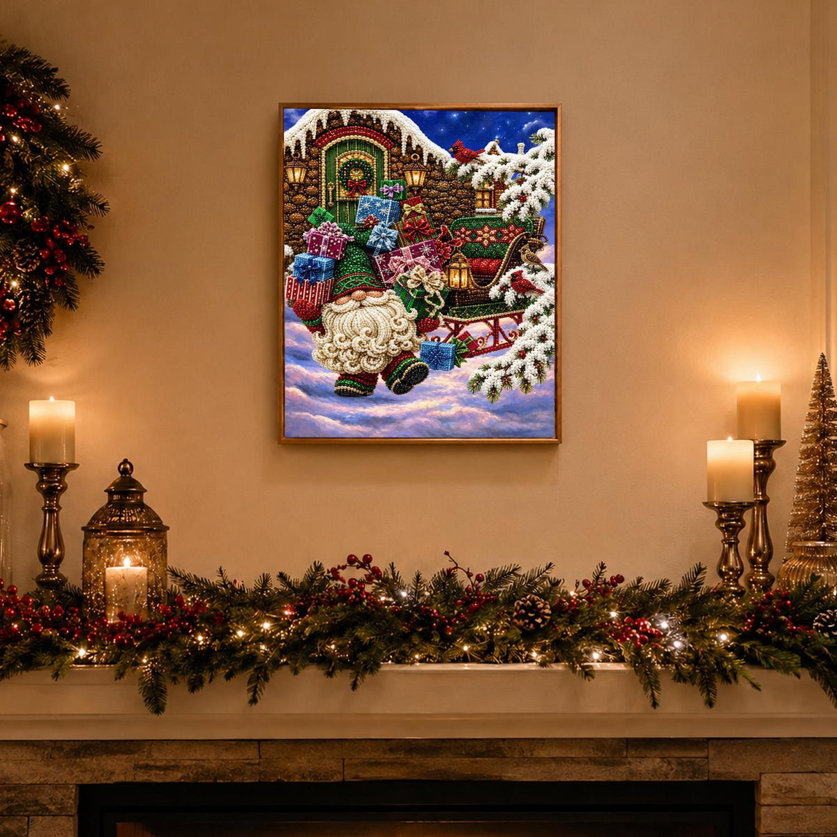 Gift-Laden Gnome and Sleigh pearl painting – image 3