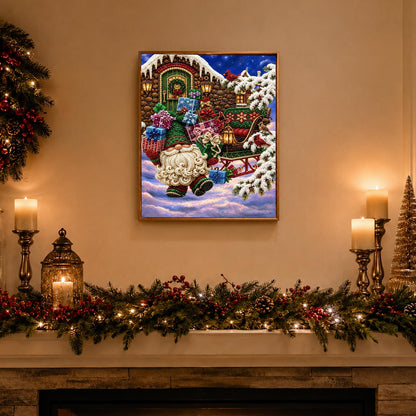 Gift-Laden Gnome and Sleigh pearl painting – image 3