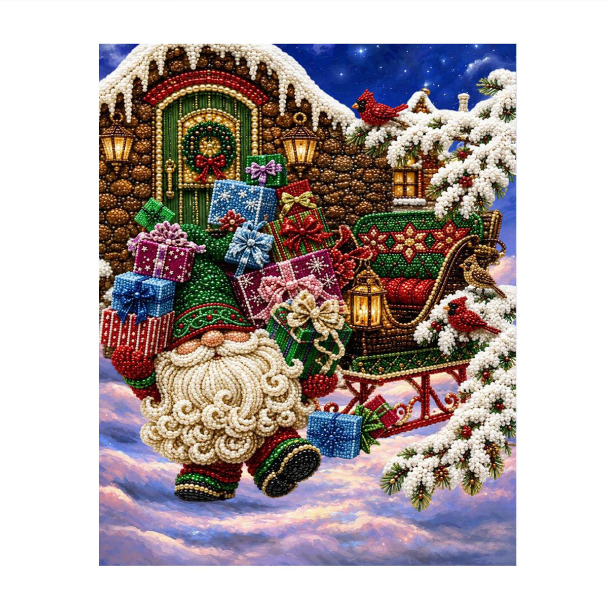Gift-Laden Gnome and Sleigh pearl painting – image 11