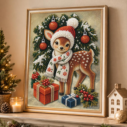 Snowflake-Scarf Fawn pearl painting – image 4