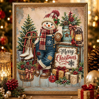 Overalls Snowman and Ice Skates pearl painting – image 2