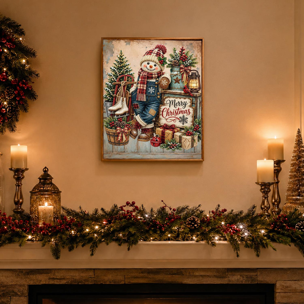 Overalls Snowman and Ice Skates pearl painting – image 3