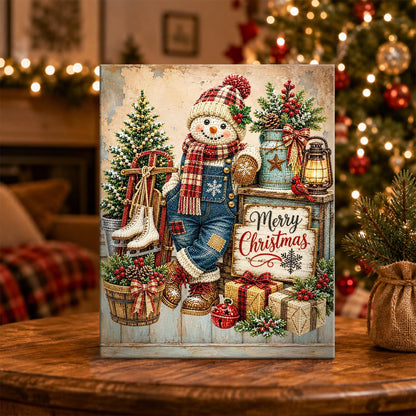Overalls Snowman and Ice Skates pearl painting – image 5