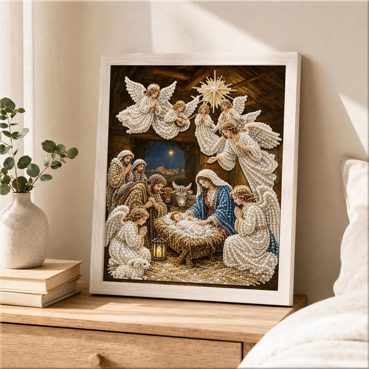 Nativity with Choir of Angels pearl painting – image 2