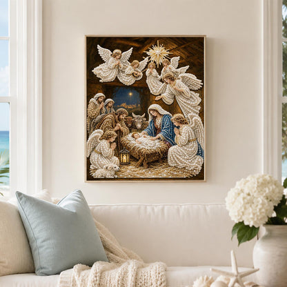 Nativity with Choir of Angels pearl painting – image 3