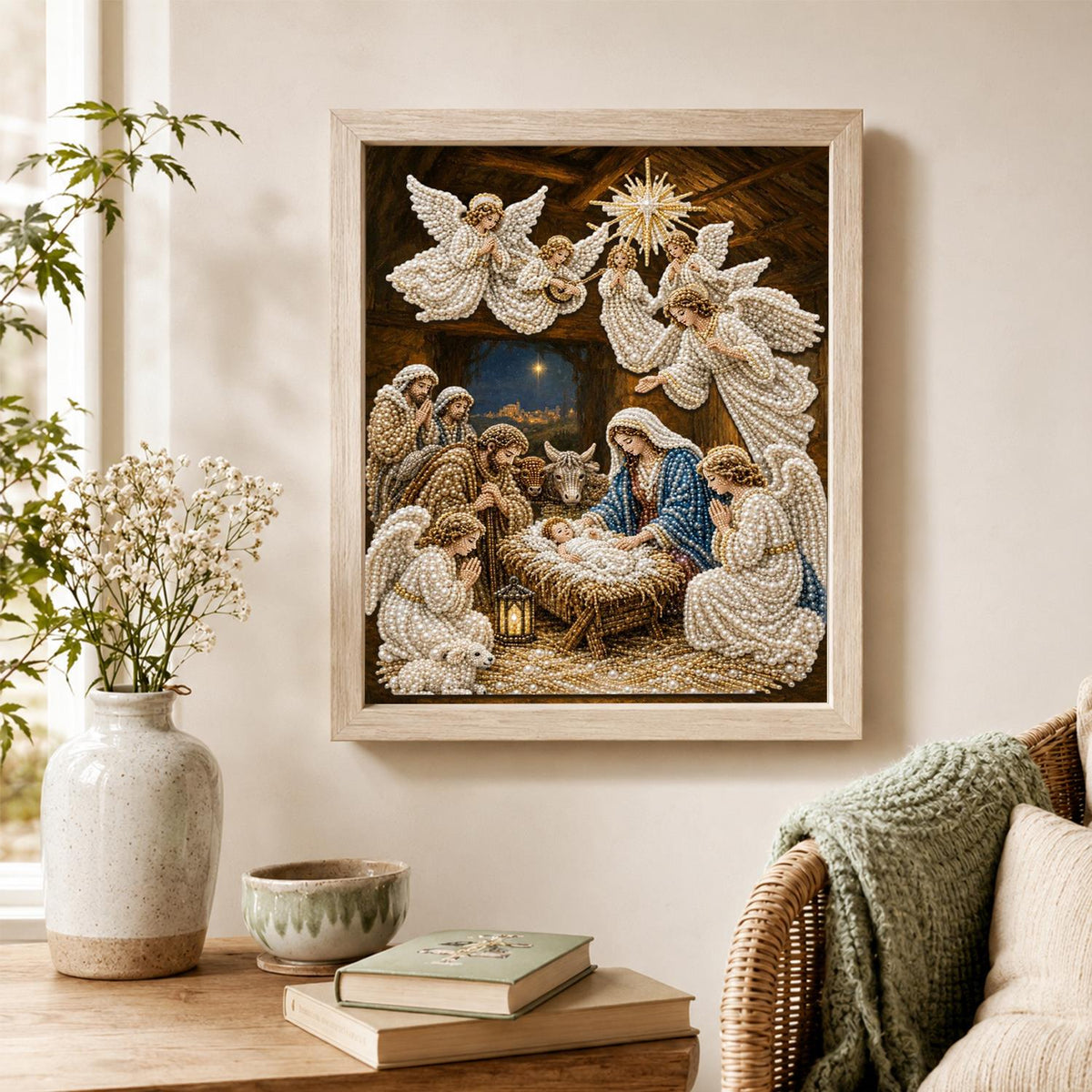 Nativity with Choir of Angels pearl painting – image 4