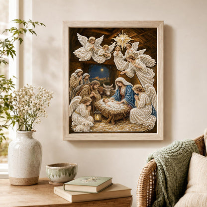 Nativity with Choir of Angels pearl painting – image 4