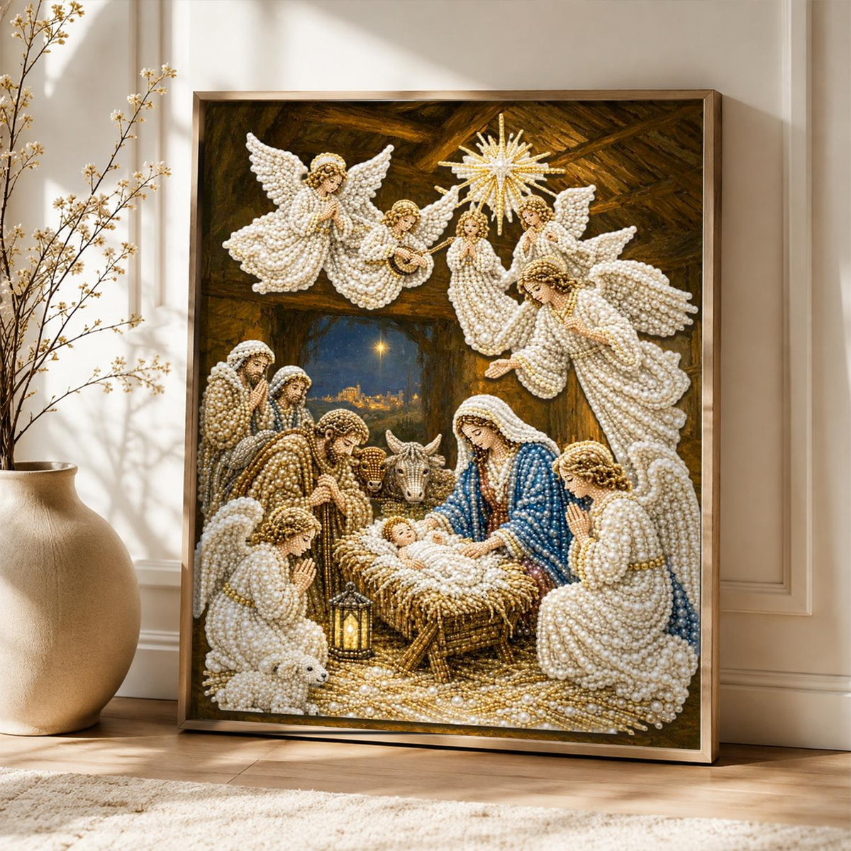 Nativity with Choir of Angels pearl painting – image 5