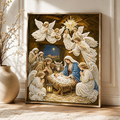 Nativity with Choir of Angels pearl painting – image 5