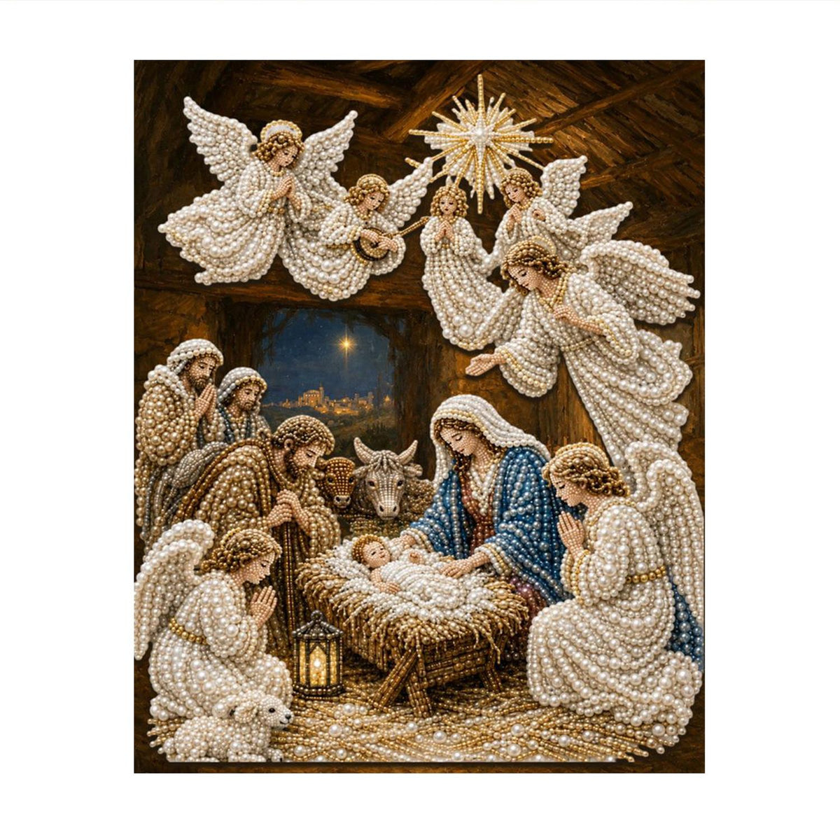Nativity with Choir of Angels pearl painting – image 11