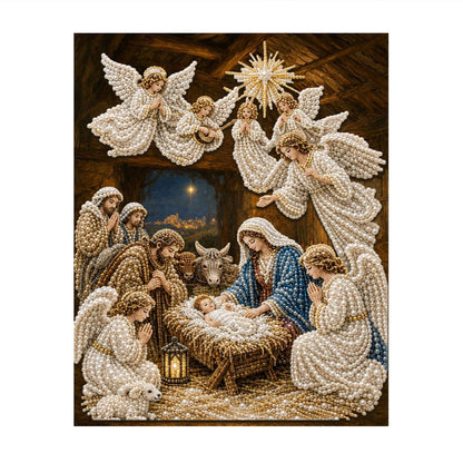 Nativity with Choir of Angels pearl painting – image 11