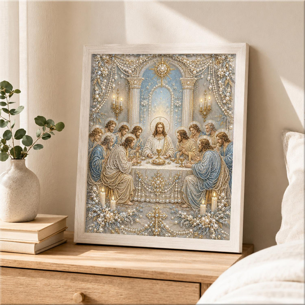 Candlelit Last Supper pearl painting – image 2