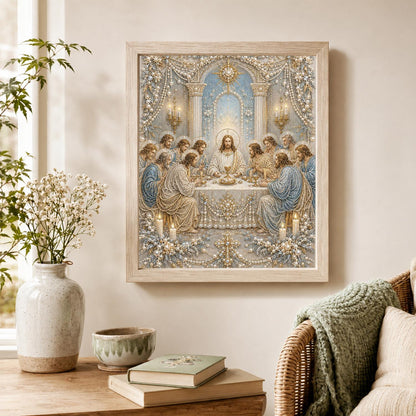 Candlelit Last Supper pearl painting – image 4