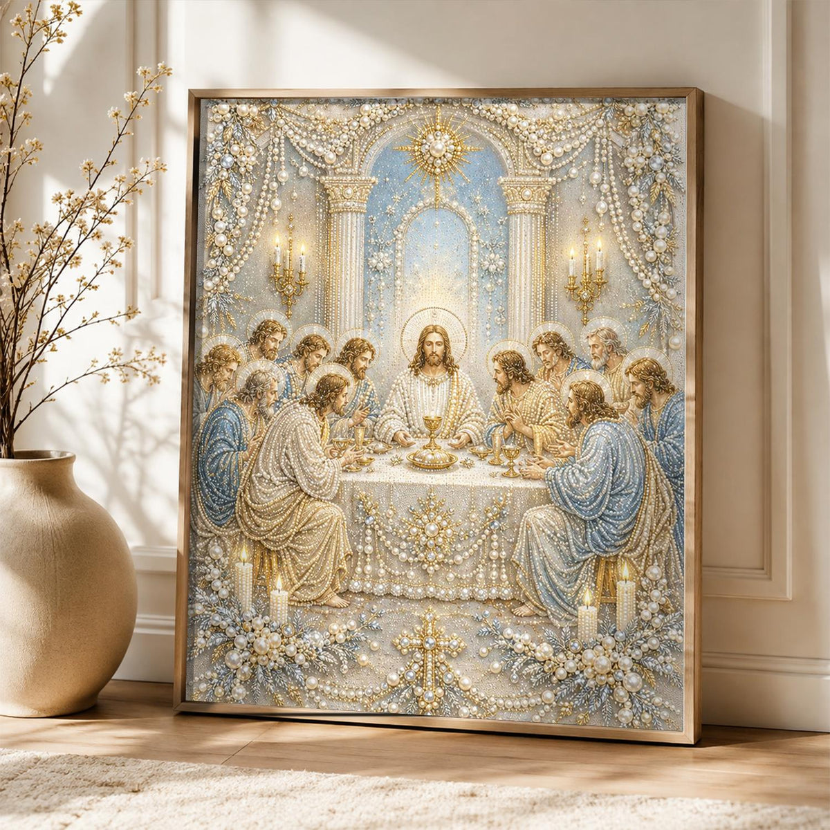 Candlelit Last Supper pearl painting – image 5