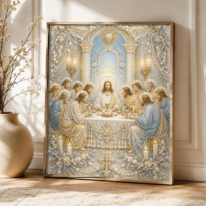 Candlelit Last Supper pearl painting – image 5