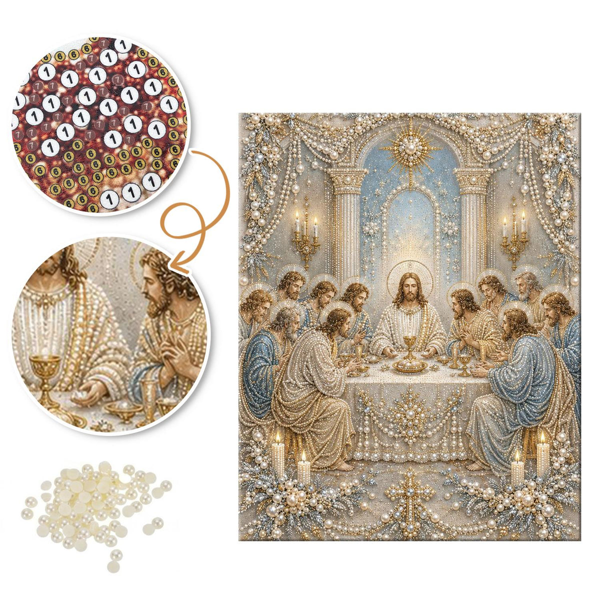 Candlelit Last Supper pearl painting – image 6