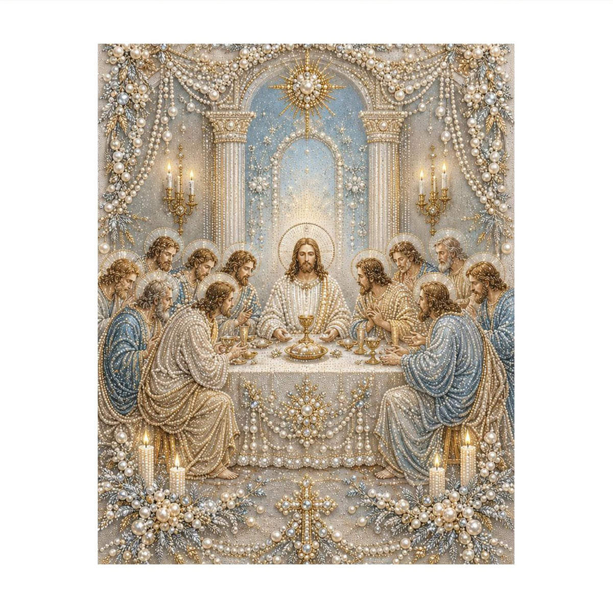 Candlelit Last Supper pearl painting – image 11