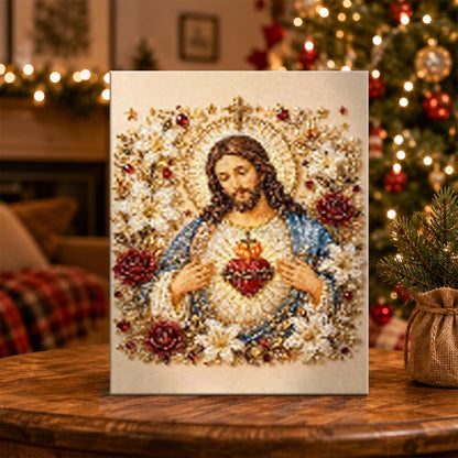 Sacred Heart of Jesus in Roses pearl painting – image 5