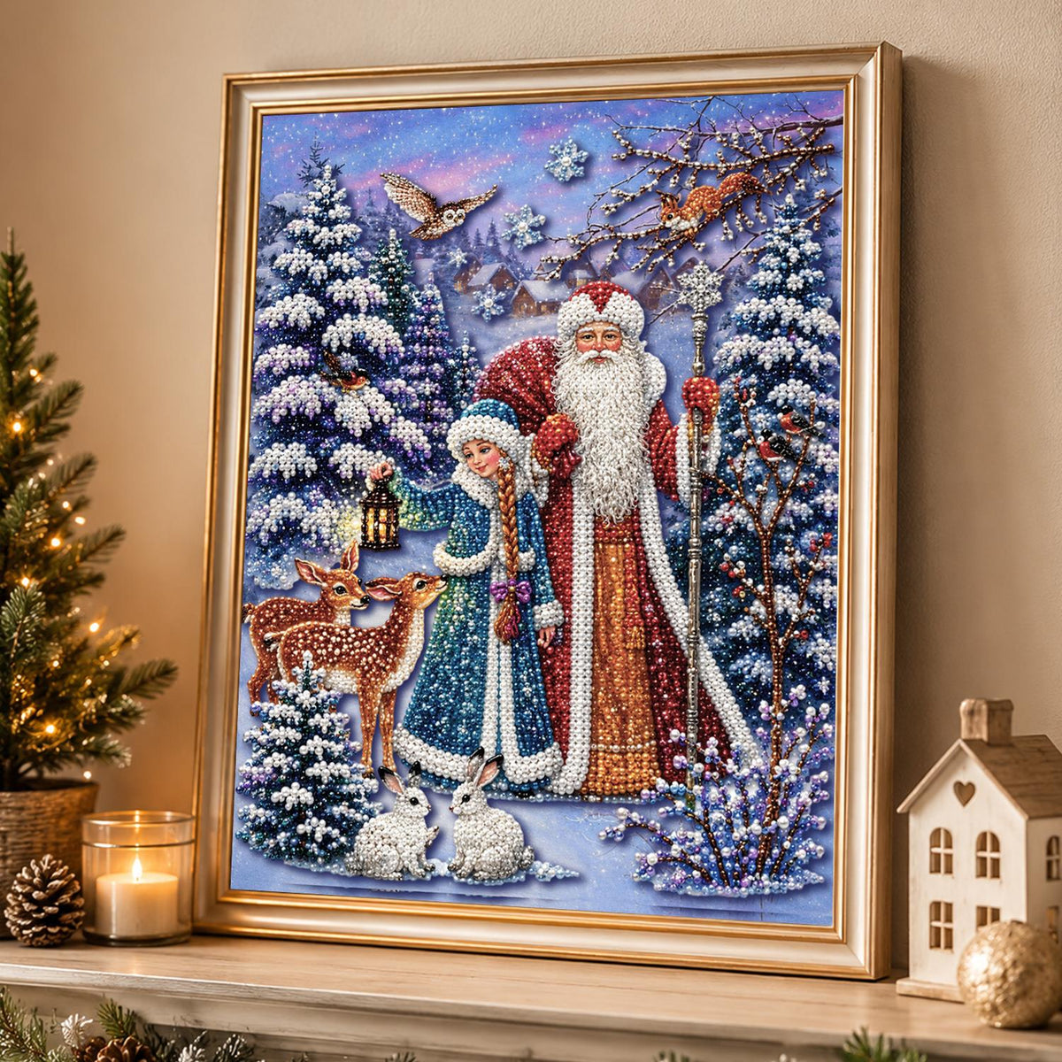 Father Frost and Snow Maiden pearl painting – image 4