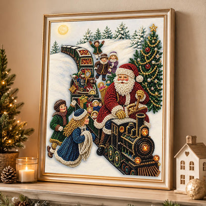 Children Riding Santa's Engine pearl painting – image 4