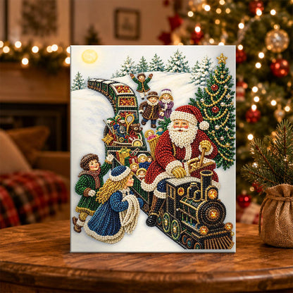 Children Riding Santa's Engine pearl painting – image 5