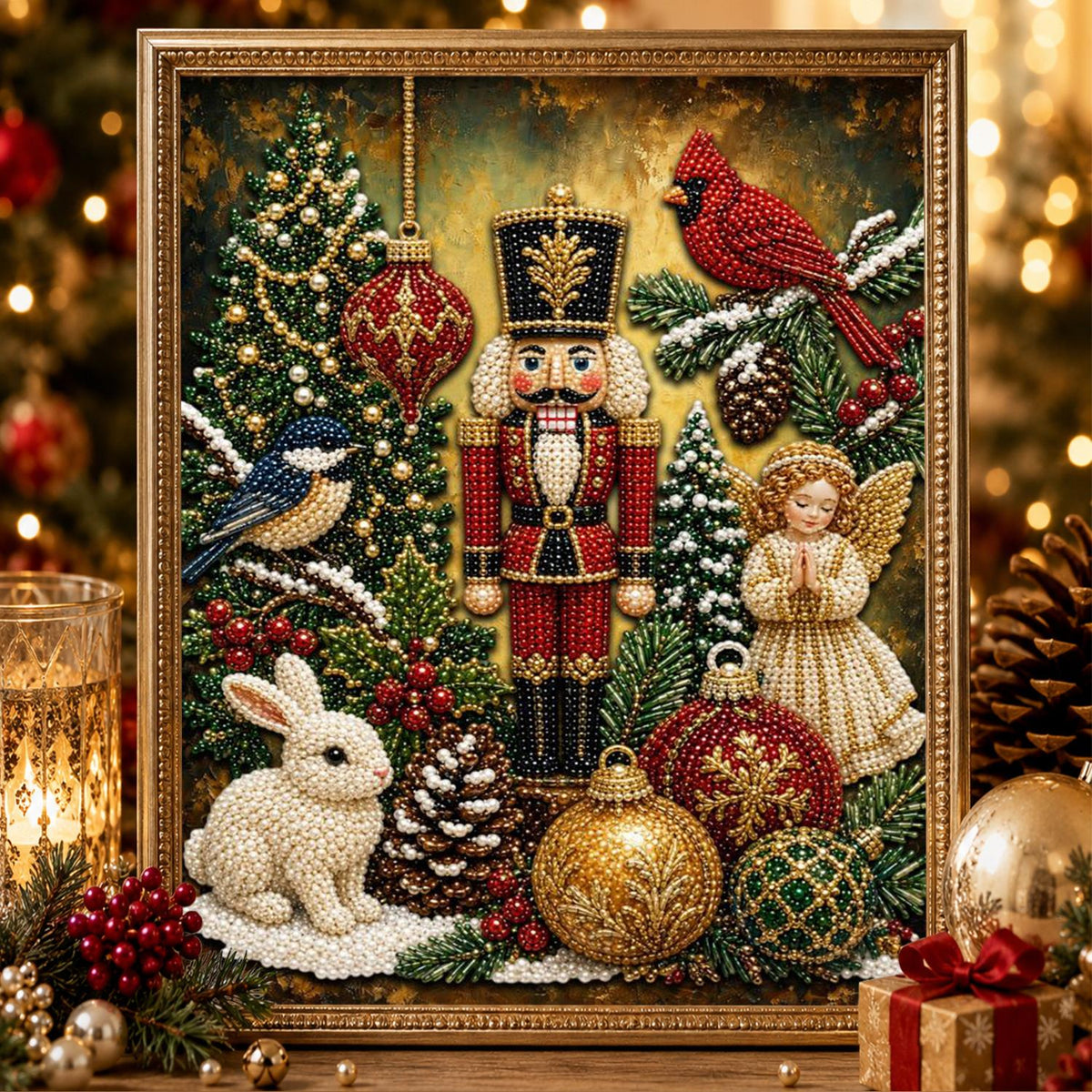Nutcracker with Woodland Friends pearl painting – image 2