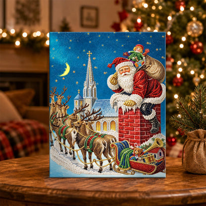 Santa Climbing Into the Chimney pearl painting – image 5