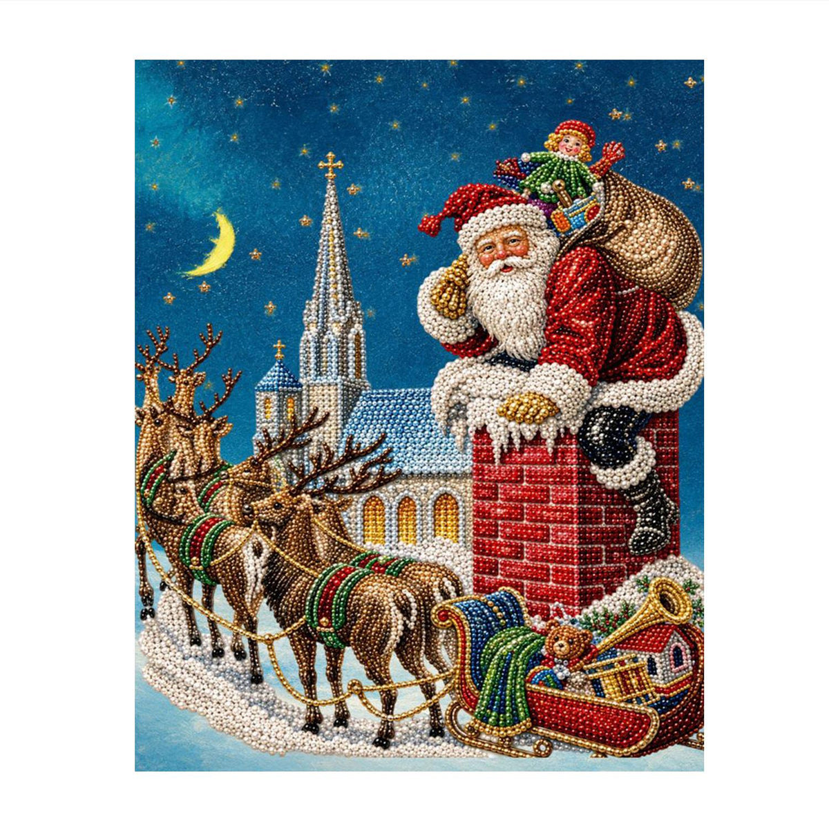 Santa Climbing Into the Chimney pearl painting – image 11