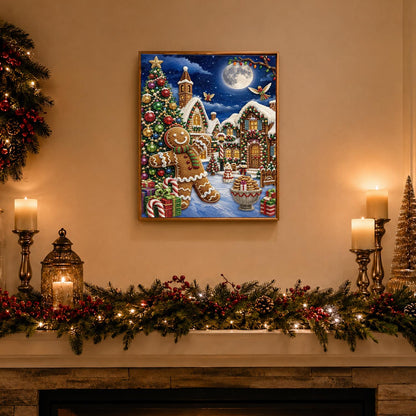 Gingerbread Man Under the Moon pearl painting – image 3