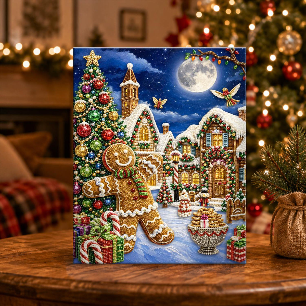 Gingerbread Man Under the Moon pearl painting – image 5